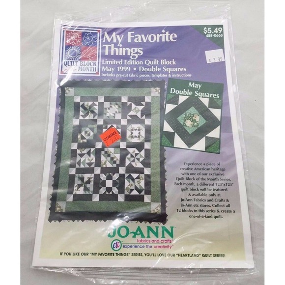 JoAnn Other Joann My Favorite Things Quilt Block Of The Month May